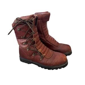Fin & Feather lace up brown leather lined boots
